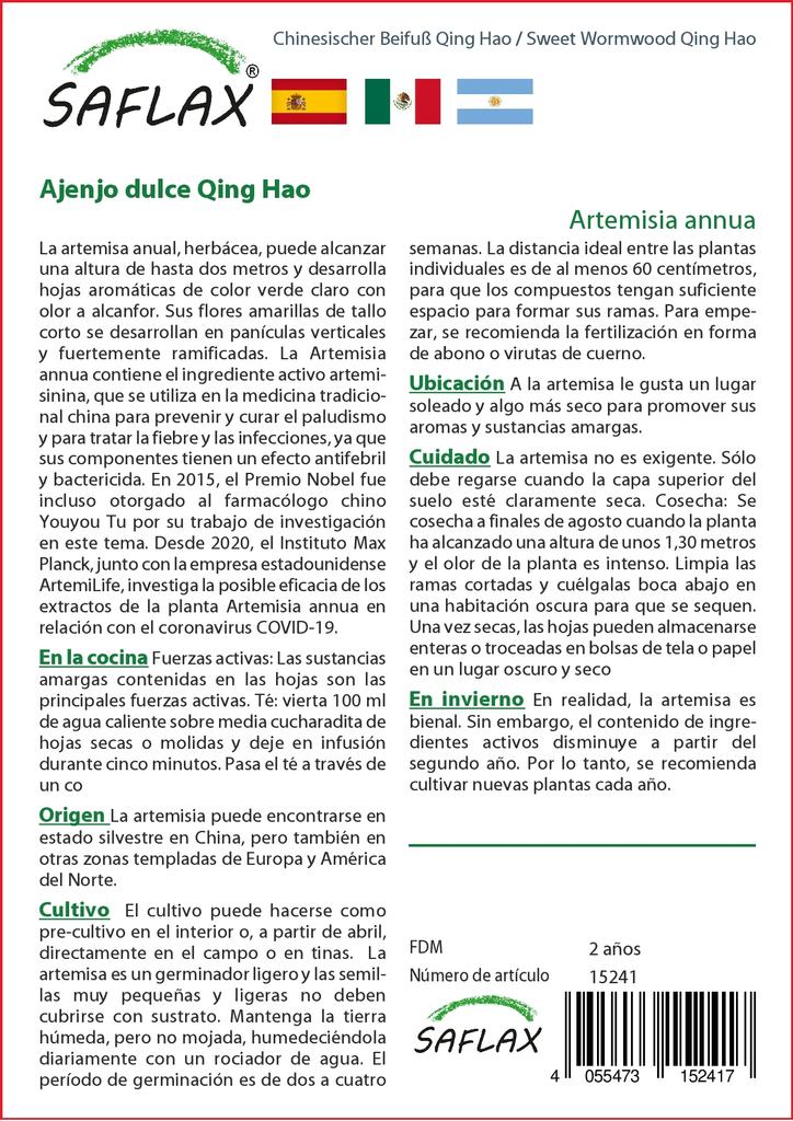 SAFLAX Garden in the Bag - Полынь сладкая Цин Хао - 250 семян - С субстратом в подходящем пакете - Artemisia annua