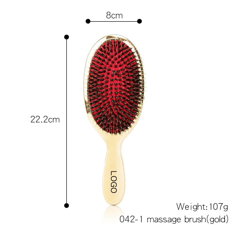 Rose Gold and Silver Metallic Finish Custom Logo ABS Nylon Teeth Boar Bristle Air Cushion Durable Extension Hair Brush