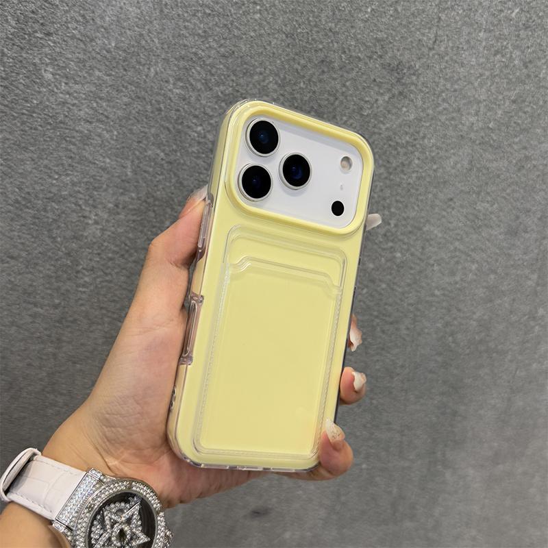 Чехол-держатель для карт из твердого акрила конфетного цвета для iPhone 17 16 Pro Max 11 12 13 14 15 17 Air, противоударный, с бампером, задняя крышка