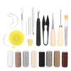 31Pcs Leather Sewing Tools Kit with Scissors Sewing Needles Punch Thimble Threads Set