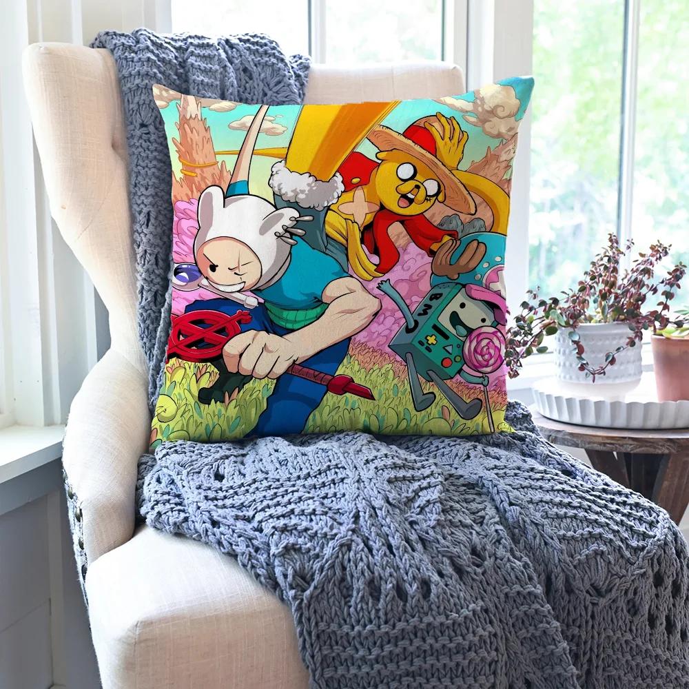 A-Adventure T-Time Comedy Animation Pillow Case Square Pillow Bedroom Sofa Leisure Comfort Car Living Room Home Decoration 40X40