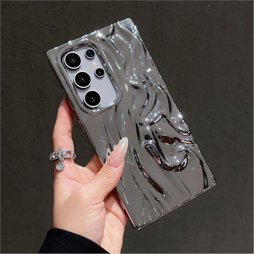 Блестящий 3D плиссированный чехол с эффектом мятой кожи для Samsung S25 S24 S23 Ultra Plus FE A56 A36 A26 A16 A06 A55 A35 A25 A15 A05