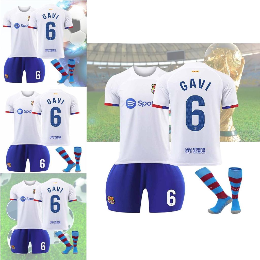 2324 Гостевая футболка Барселоны Месси 8 Педро 9 Левандовски 30 Детская футбольная футболка