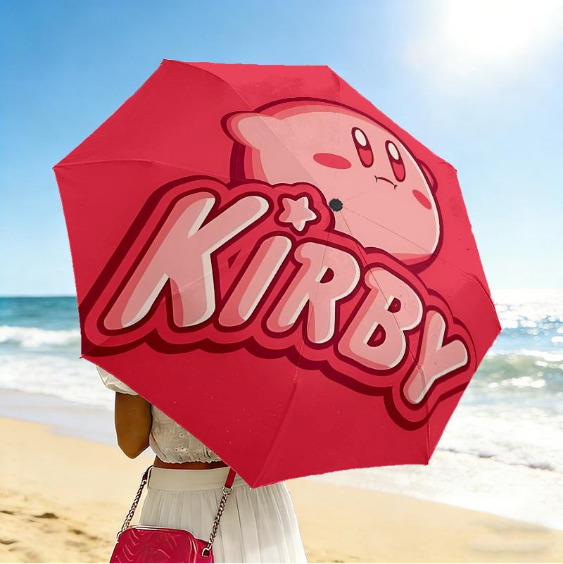 Kirby Adventure 8 Ribs 3Fold Black Glue Uv Protection Umbrella Sun Protection Rainproof Compact Folding Umbrella For Travel Daily Use C923863