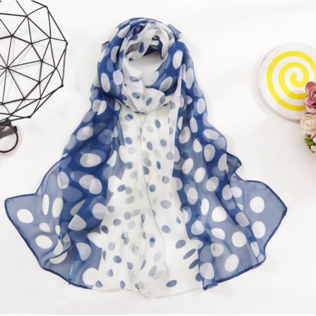 Весенне-летний тонкий полупрозрачный шарф в горошек, ветрозащитный и солнцезащитный шарф с художественным декором в горошек, длинный