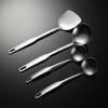 Non-magnetic Stainless Steel Vertical Person Flat Handle Spatula Spoon Set Pot Gift Stir-fry Spoon Hot Pot Soup Shell Colander