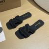 Retro Slippers Female Flat Bottom One Word New Summer Beach Sandals Slippers