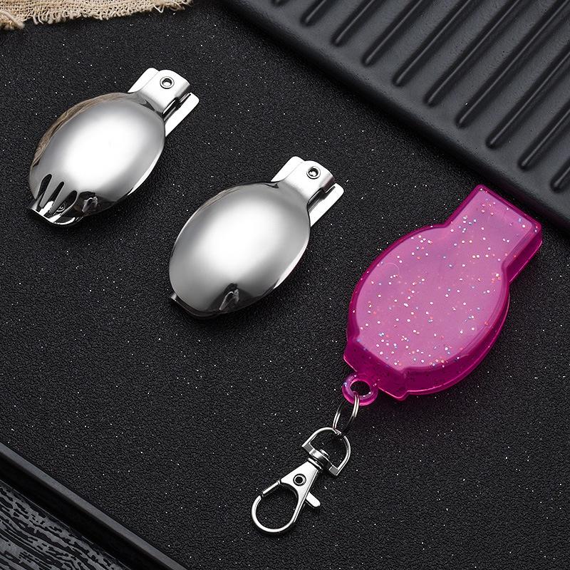 Карманная ложка из нержавеющей стали, складная вилка, портативная уличная столовые приборы для кемпинга, дорожная посуда, вилка для пикника и пешего туризма, ложка YSX