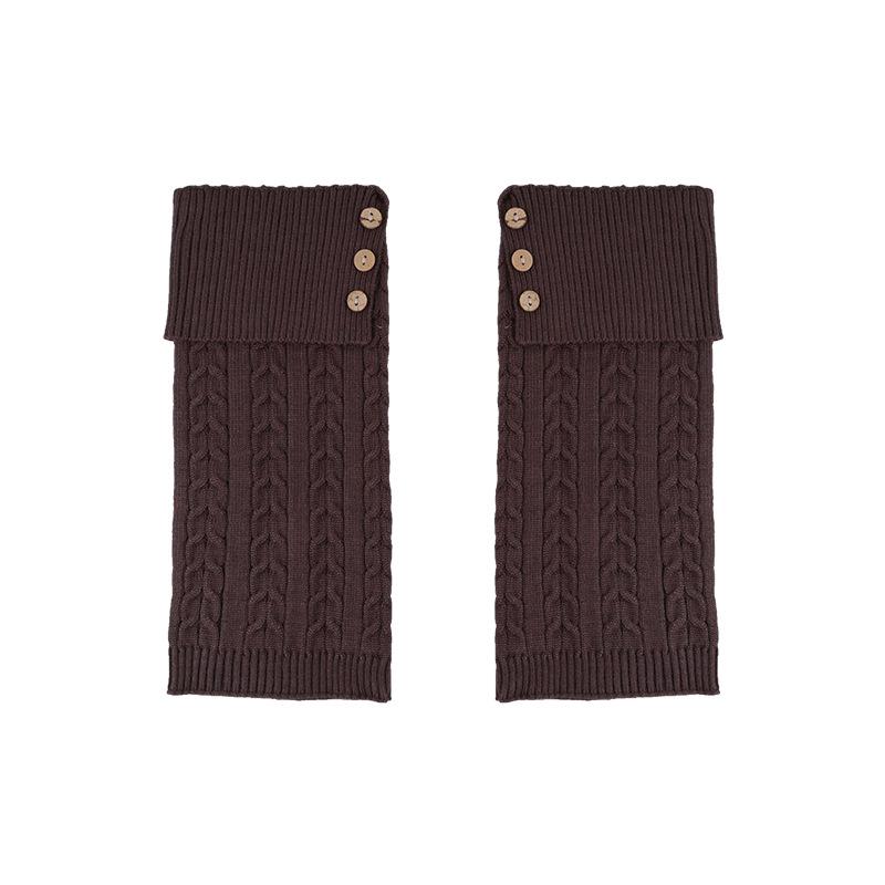 Autumn-Winter Merard Cable Knit Button Leg Warmers - Scrunched Mid-Calf, Thick, Warm, Japanese Retro Style.