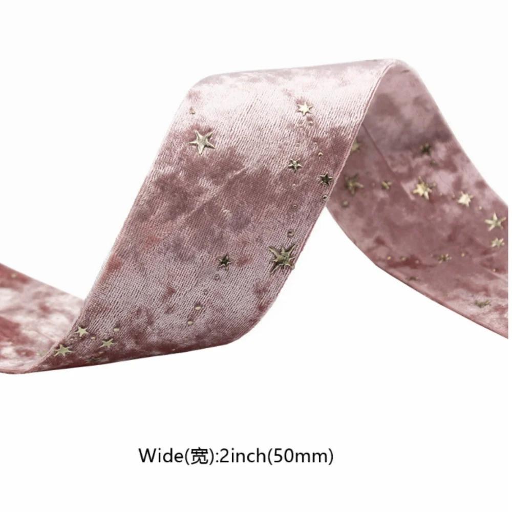 Горячее тиснение Подарочная упаковка Мягкая текстура Ленты для рукоделия Двусторонние бархатные ленты Элегантный свадебный декор для проектов своими руками