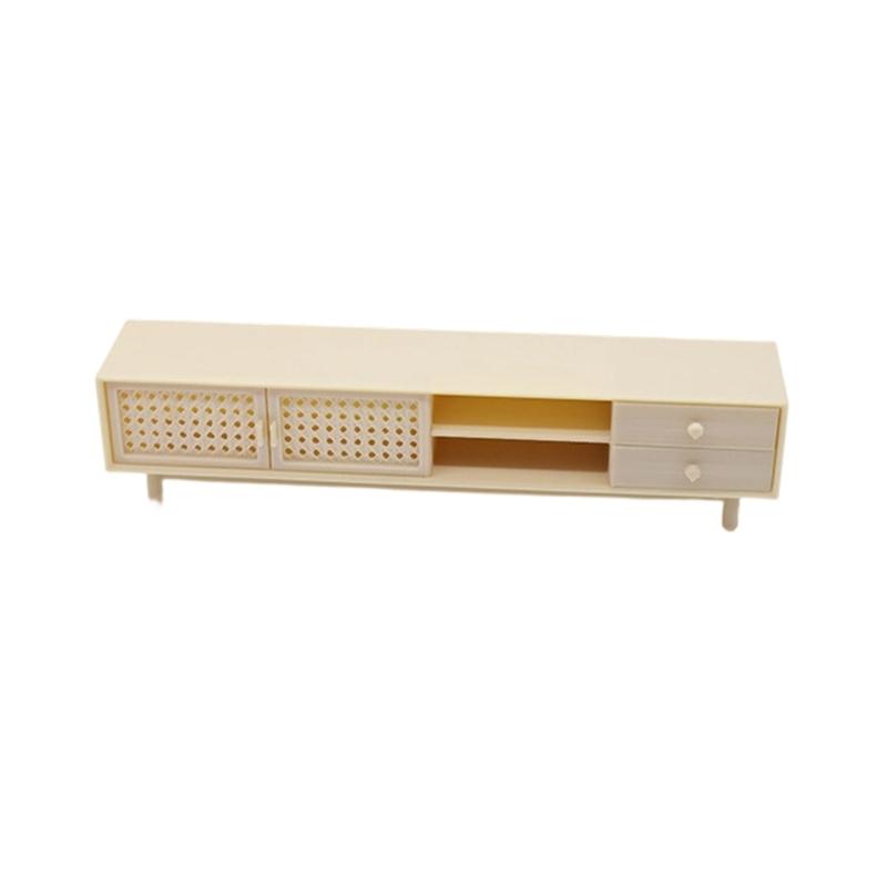 1/12 Scale Miniature TV Stand For Doll House Decoration Living Room Storage Cabinet Scene Landscape Accessories Furniture
