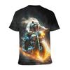 Street Motocar Men's Casual 3D Print Loose Round Neck Short Sleeved T-shirt Top