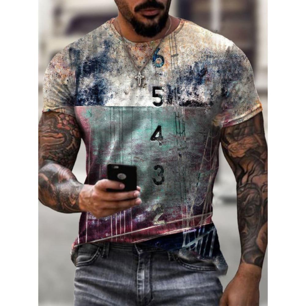 Летняя новая графическая повседневная футболка с короткими рукавами для мужчин, уличная одежда большого размера, футболки большого размера с 3D цифровой печатью для мужчин