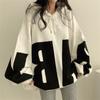 Women's Hooded Sweatshirt Fashion Loose Top Student Letter Casual Pullover