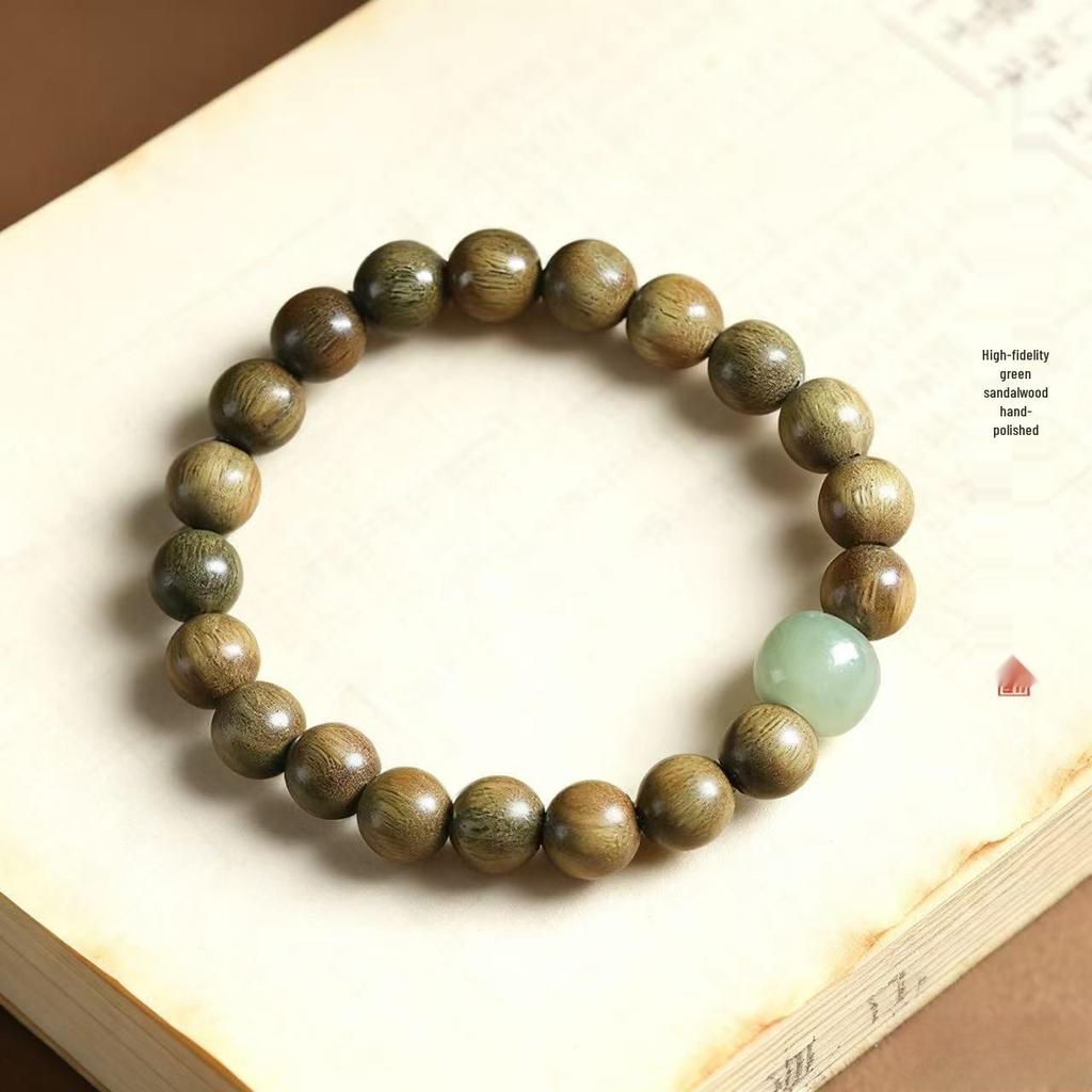 Молитвенные бусины из золотого сандала - Натуральная деревянная нить для рук для мужчин и женщин, Ретро дизайн, Подарок из живописной местности.