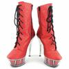 Модные короткие трендовые длинные ботинки водонепроницаемые стол супер высокий каблук прозрачная подошва ботинки красные шпильки женские ботинки 15 см