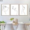 Abstract Lady Face Canvas Prints One Line Drawing Wall Art Painting Woman Body  Minimalist Print Picture Living Room DecorPoster