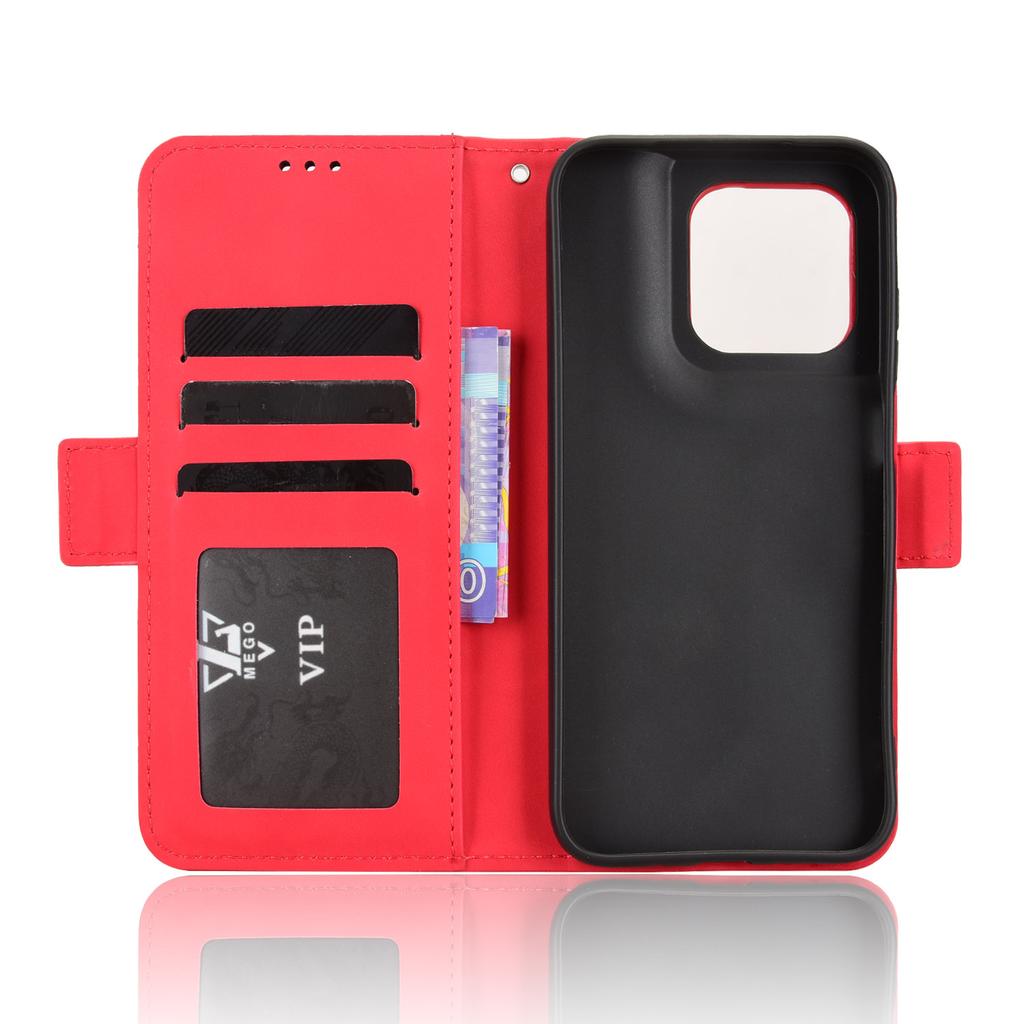 Wallet Case for Moto G67 5G - Leather/PU, Red, With Card Holder