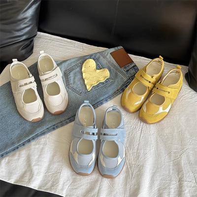 2025 лето новые корейская версия сочетания цветов немецкие тренировочные туфли женские мягкая подошва дышащие спортивные легкие повседневные Мэри Джейн одинарные туфли