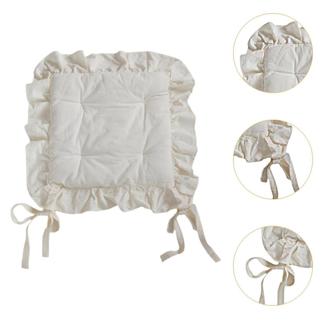 Ruffle Chair Cushion Square Multipurpose Seat Mat Comfortable Ruffles Seat Pad for Country Kitchen Farmhouse Wedding Decor