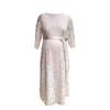Casual Dress Tuck Ribbon Full Lace Dress Pink Beige [Woman Plus] & Women's