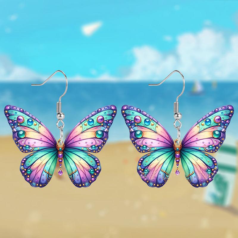 1 пара простых, свежих, темпераментных акриловых плоских персонализированных сережек-бабочек, сделай сам, украшение