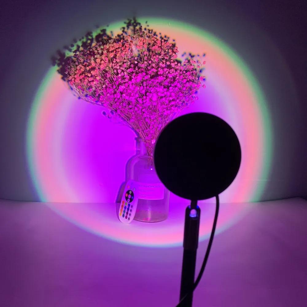 RGB-лампа заката, ambient-освещение для фотосъемки, ночник, светодиодная лампа настроения с регулируемой яркостью, декоративная лампочка с меняющимися цветами, для гостиной, спальни