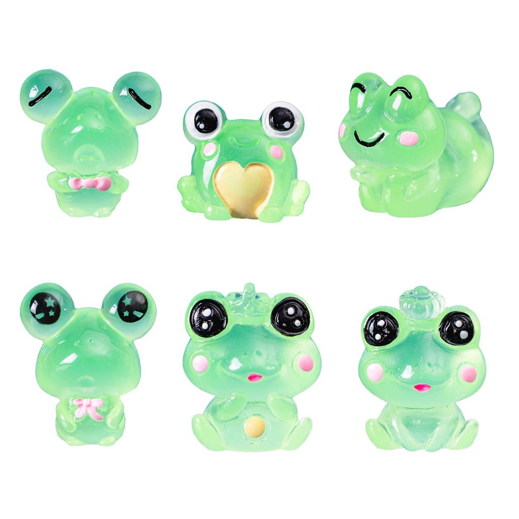 Pack of 6 Assorted Nightlight Animal Figurines Luminous Frog Shaped Mini Figurines Perfect Gift for Jewelry Collectors