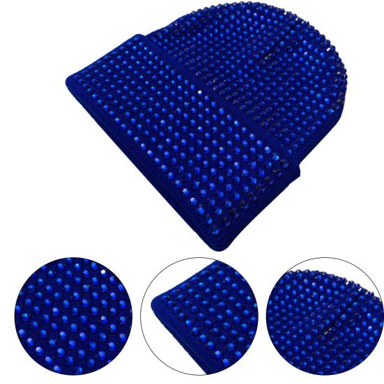 Унисекс зимняя шапка со складчатыми полями, однотонная эластичная шапка со стразами, сохраняющая тепло, для взрослых, для холодной погоды, для улицы и повседневной жизни