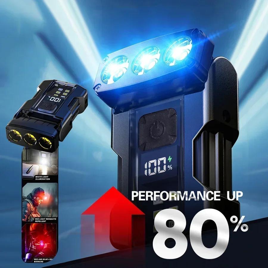 Mini Keychain Flashlight Rechargeable Camping Lamp Safety Warning Light Magnetic Repair Light Outdoor Work Light Emergency Lamp