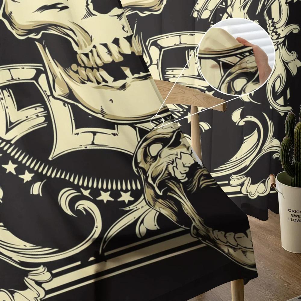 Terror Skull Sheer Curtains Living Room Window Tulle Curtains For Bedroom Kitchen Home Decoration Voile Drapes