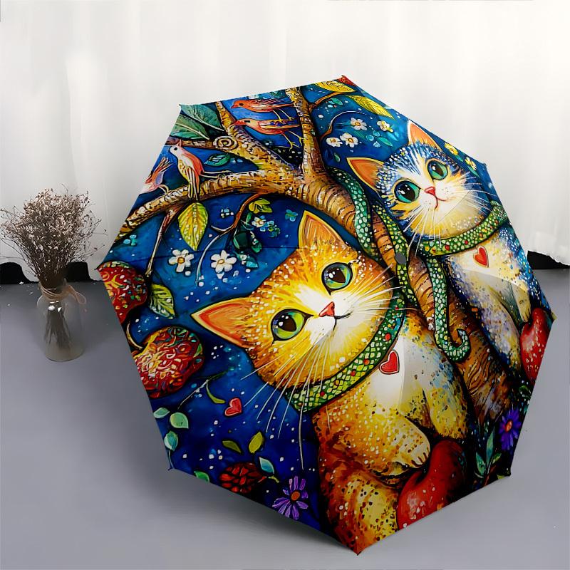 1pc Auto-Folding Umbrella with 3-Fold Design, 8-Bone Iron Frame, Perfect for Festivals, Travel, Daily Use, and Gifts!B052