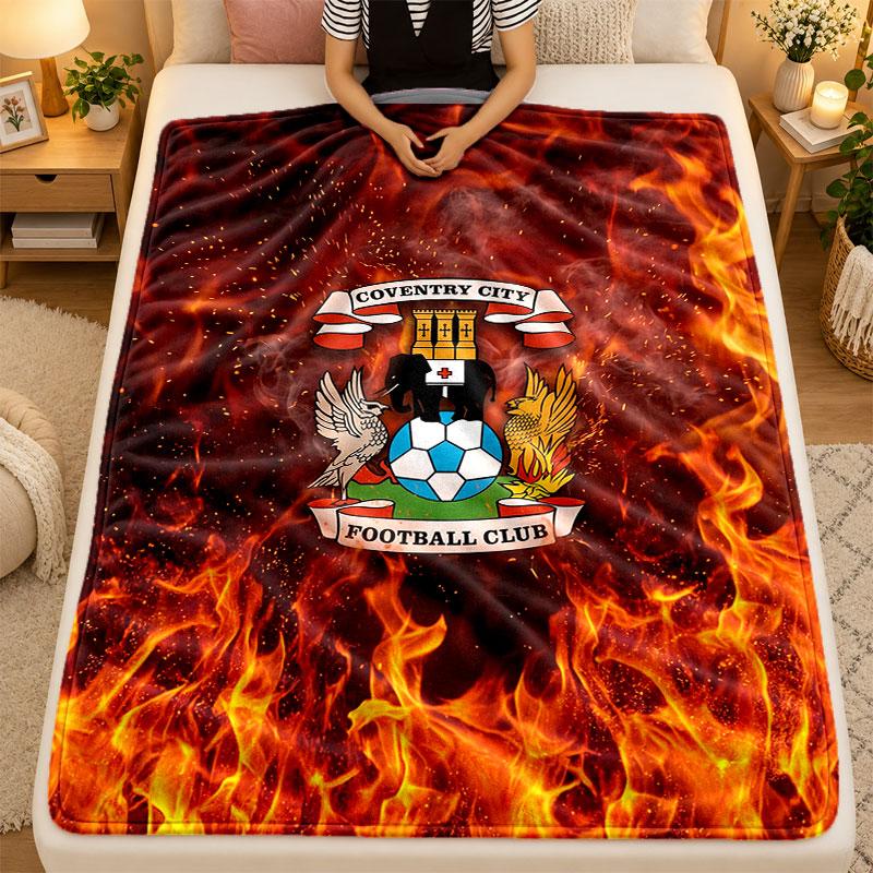 Flannel BlanketCoventry City Football Warm Soft Throw Blanket for Indoor Sofa Bed Living Room Use
