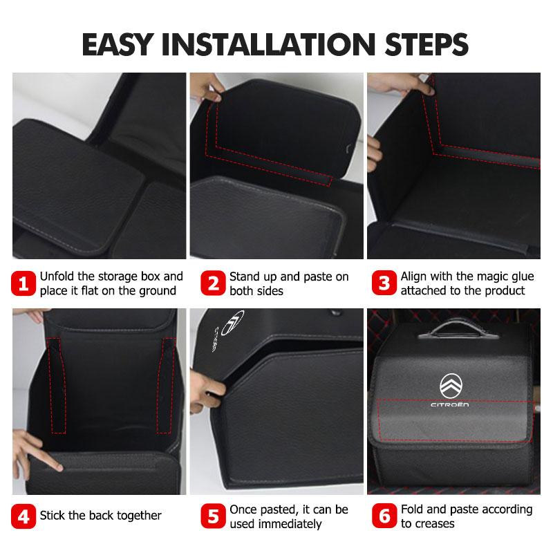 Car Trunk Storage Box Leather Luggage Storage Folding Bag For Citroen C5 C1 C2 C6 C4L DS3 DS4 DS5 C-Elysee Grand Berlingo ajo256