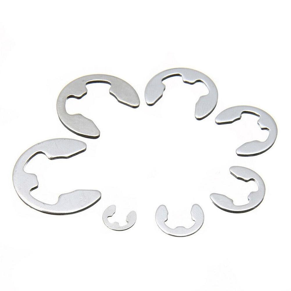 Комплект из 120 стопорных колец из нержавеющей стали 304 E-clip, пластиковая коробка, гладкая