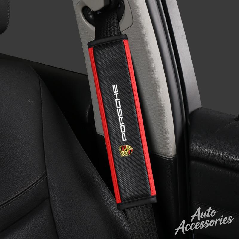 For Porsche MO92Pcs Car Seat Belt Shoulder Cover Safety Protector Pad Carbon Fibre For Porsche Cayenne Panamera Macan 911 Taycan Boxster Cayman