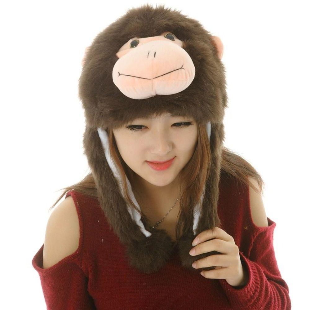 Neck Warmer Plush Moving Hat Animal Movable Ears Airbag Cap Bomber Hat Animal Earflap Hat Winter