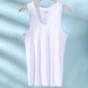 Men's White Pure Cotton Sleeveless Tank Top - Summer Fitness & Sports
