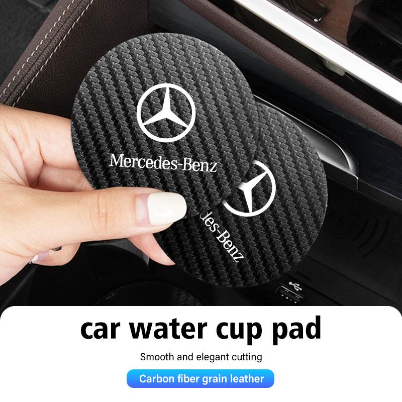 AAVM1 2pcs Car Coaster Water Cup Holder Anti-Slip Pads Accessories For Mercedes Benz CLK GLC W212 C200 C300 W203 W204 W205 W169 W176