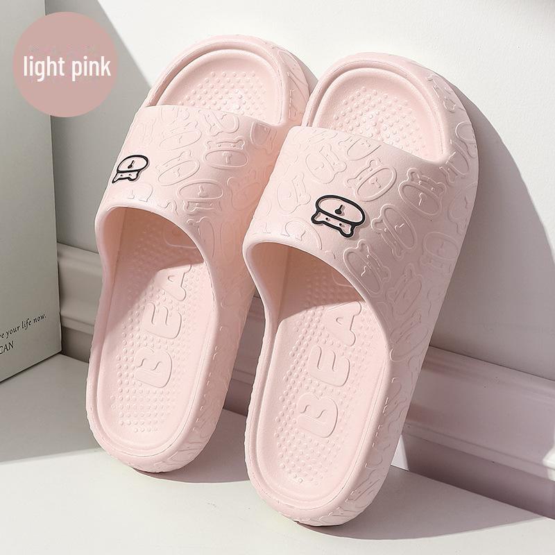 Женские нескользящие летние тапочки большого размера, милый дизайн с медведем; Мужские домашние тапочки для купания на лето.