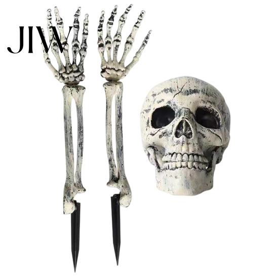 Creepy Skeleton Party Props Realistic Stake, Spooky Halloween Skull Hand Yard Sign for Outdoor Garden Lawn Graveyard Decor Decorative Stakes