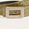 Punk Sequin Belt Rhinestone Square Buckle Y2K Girl Waistband PU Leather Wide Waistband  Outdoor