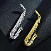 Two Tone Saxophone Brooch Neutral Wind Metal Rhinestones Musical Instrument Music Casual Brooch