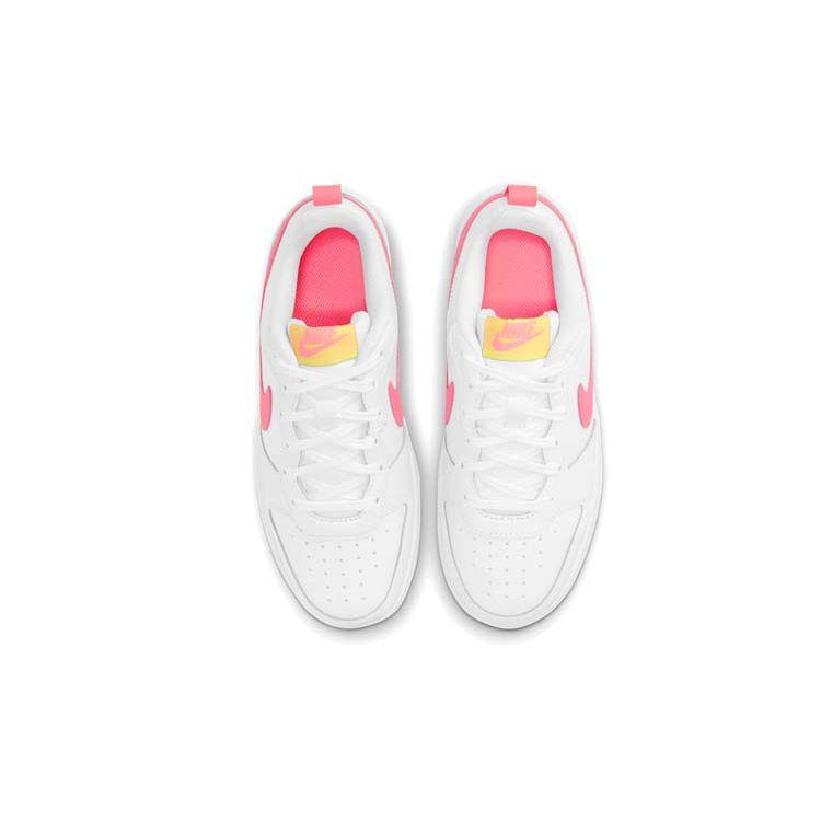Nike Детские кроссовки Court Borough Low 2 GS White Sunset Pulse Light-Zitron Black BQ5448-108