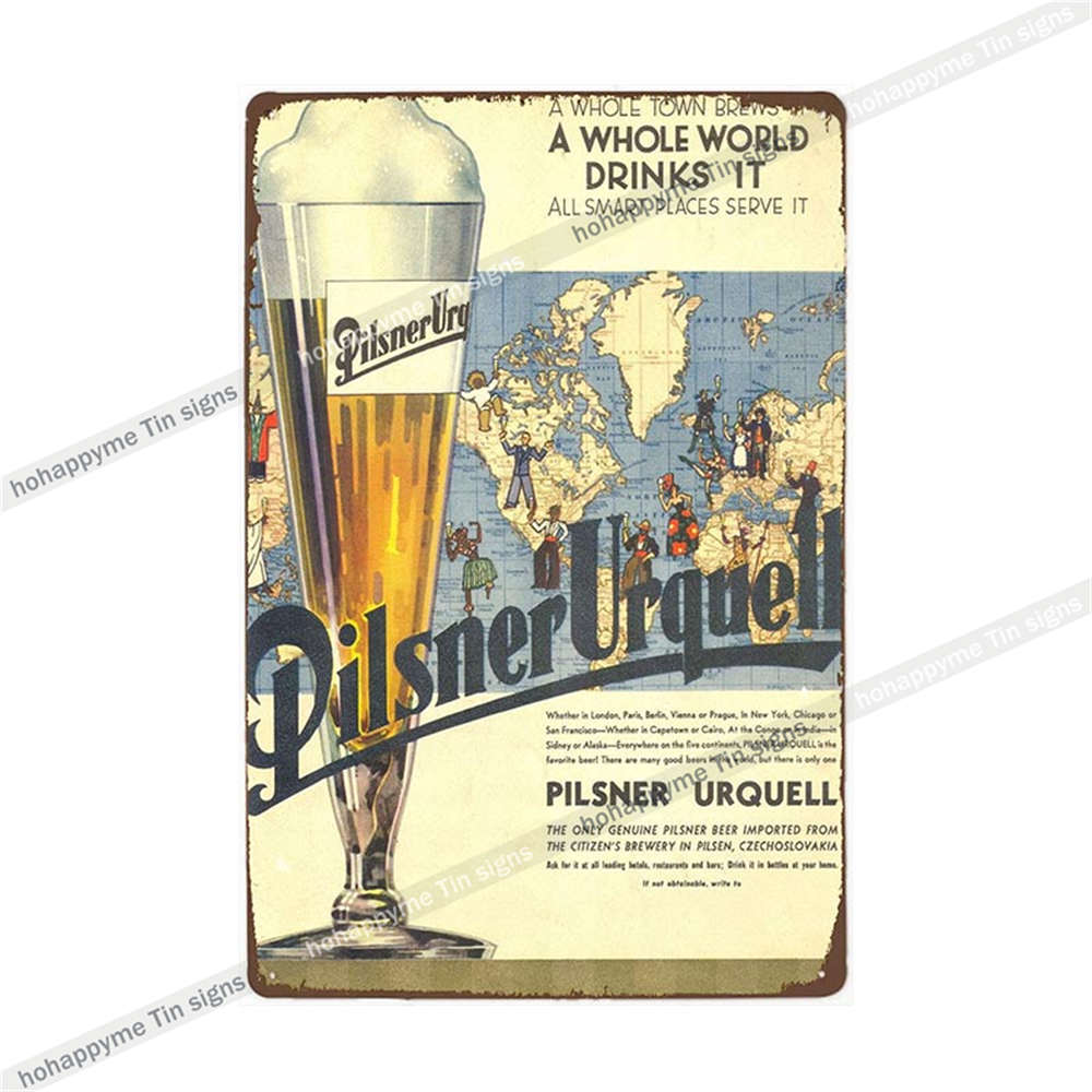 Pilsner Urquell Металлический Настенный Постер Бельгийское Пиво Знак Винтажный Бар Пещера Мужчины Клуб Жестяная Картина Декор Табличка Украшение 20x30см