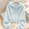 Wind Long Sleeves Spring Autumn Women Hooded Sweater Fashion Zipper Knitted