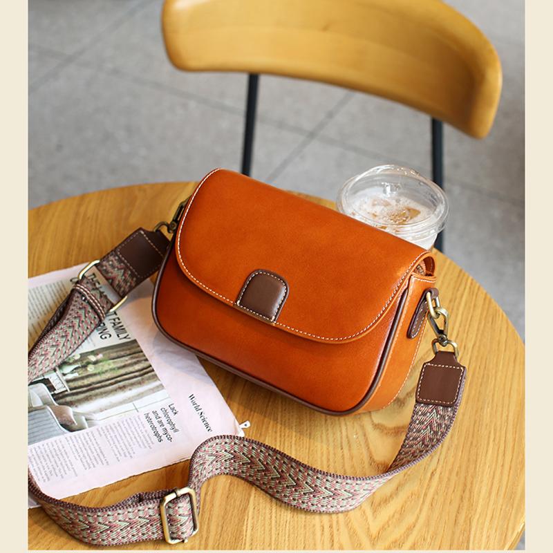 Vintage Leather Women's Bag Fashion Small Square Bag New Leisure Commuter Premium Sense Cowhide Single Shoulder Crossbody Bag