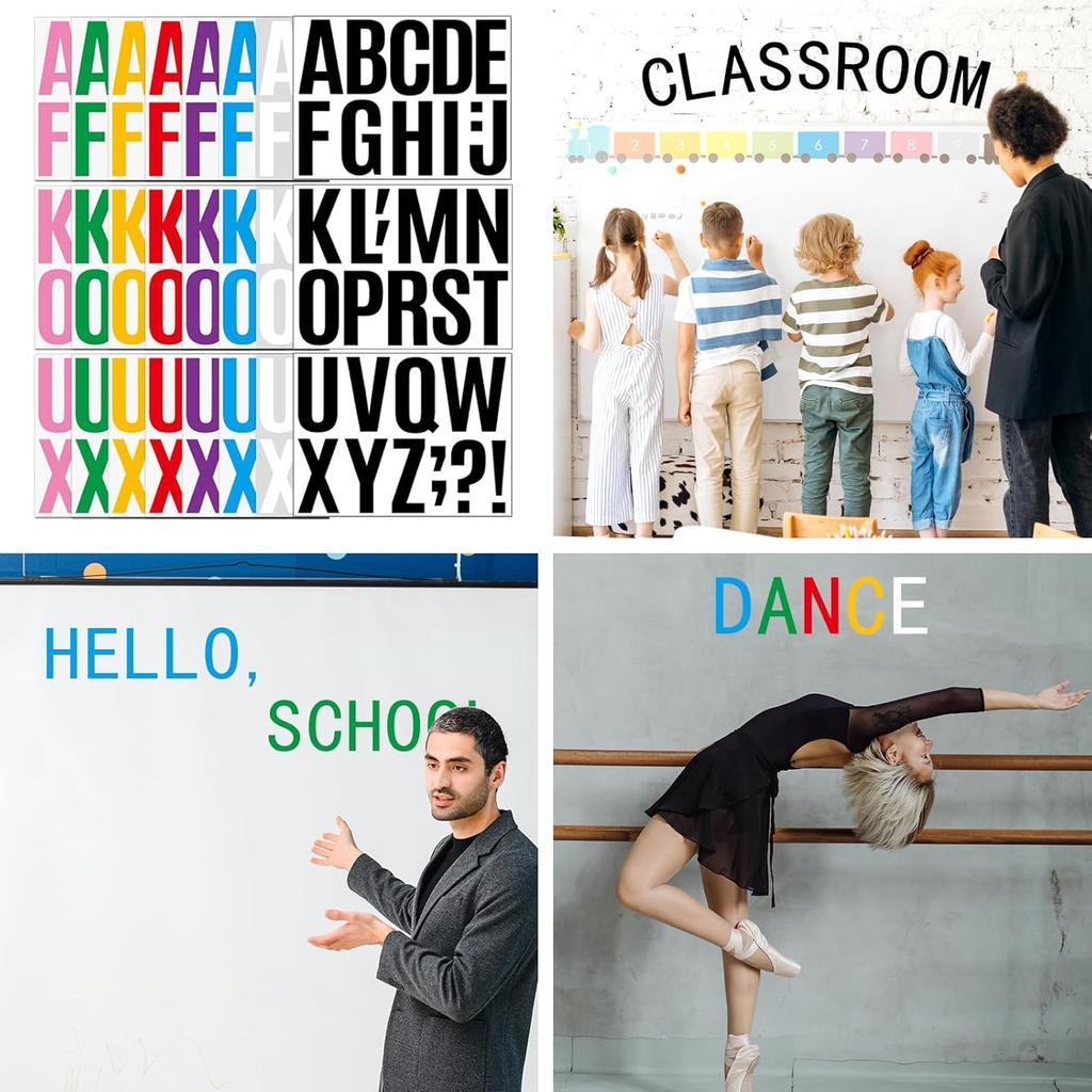 272 Pcs 24 Sheets Large Letter Stickers, 4 Inch Bulletin Board Letters, Vinyl Stick On Letters for Bulletin Boards, Self Adhesive Letters for