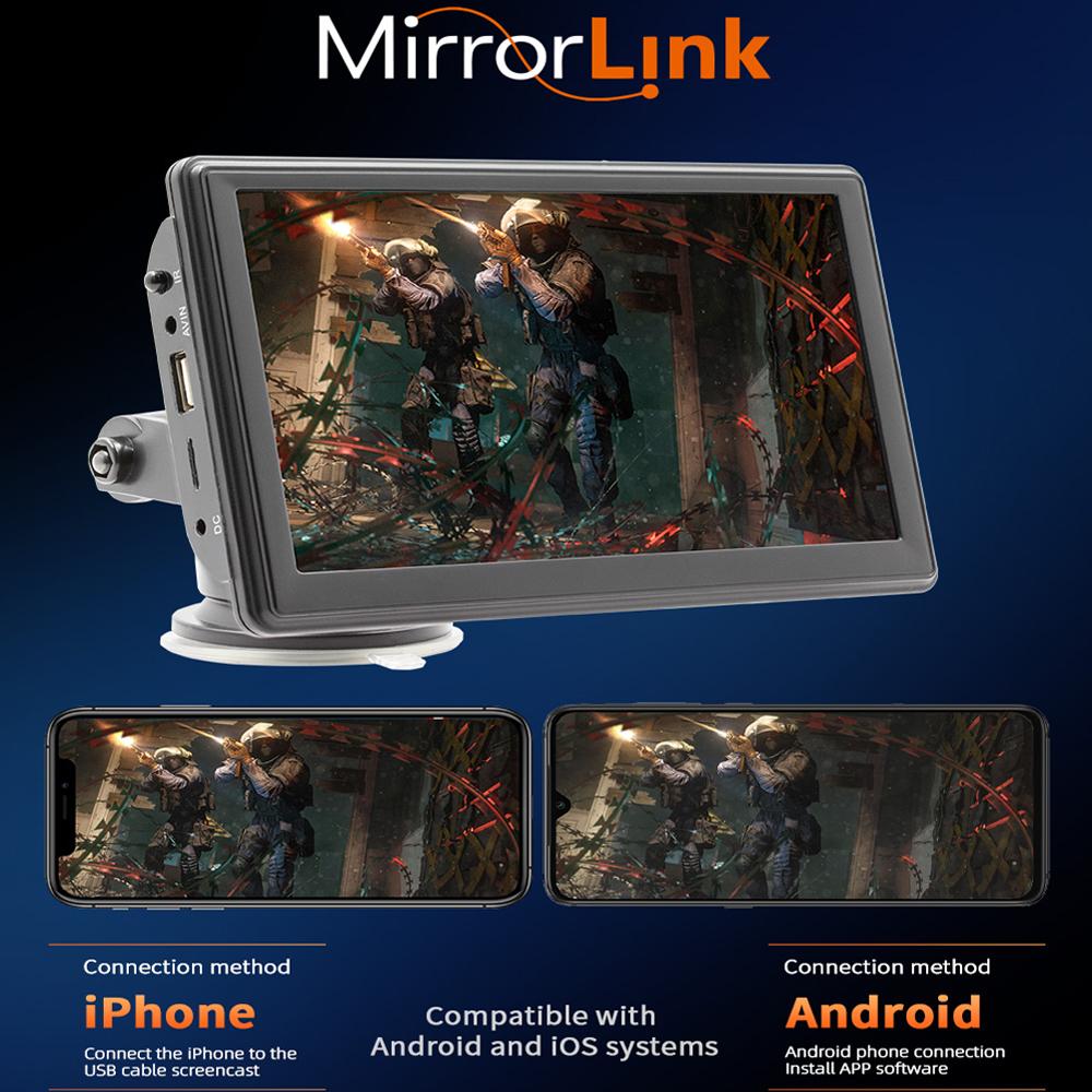 7-дюймовый портативный беспроводной Carplay Android авто радио автомобильный мультимедийный плеер 1080P IPS монитор сенсорный экран Mp5 радио Bluetooth B500W