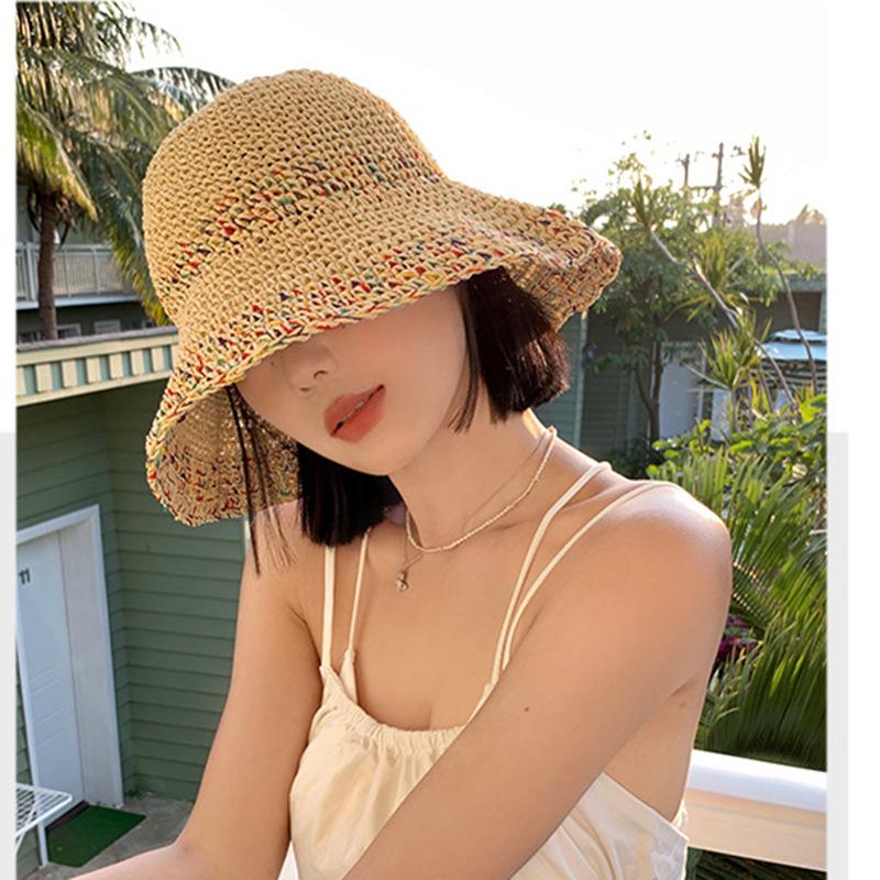 Women's Large Brim Foldable Breathable Straw Sun Hat for Summer Travel & Vacation